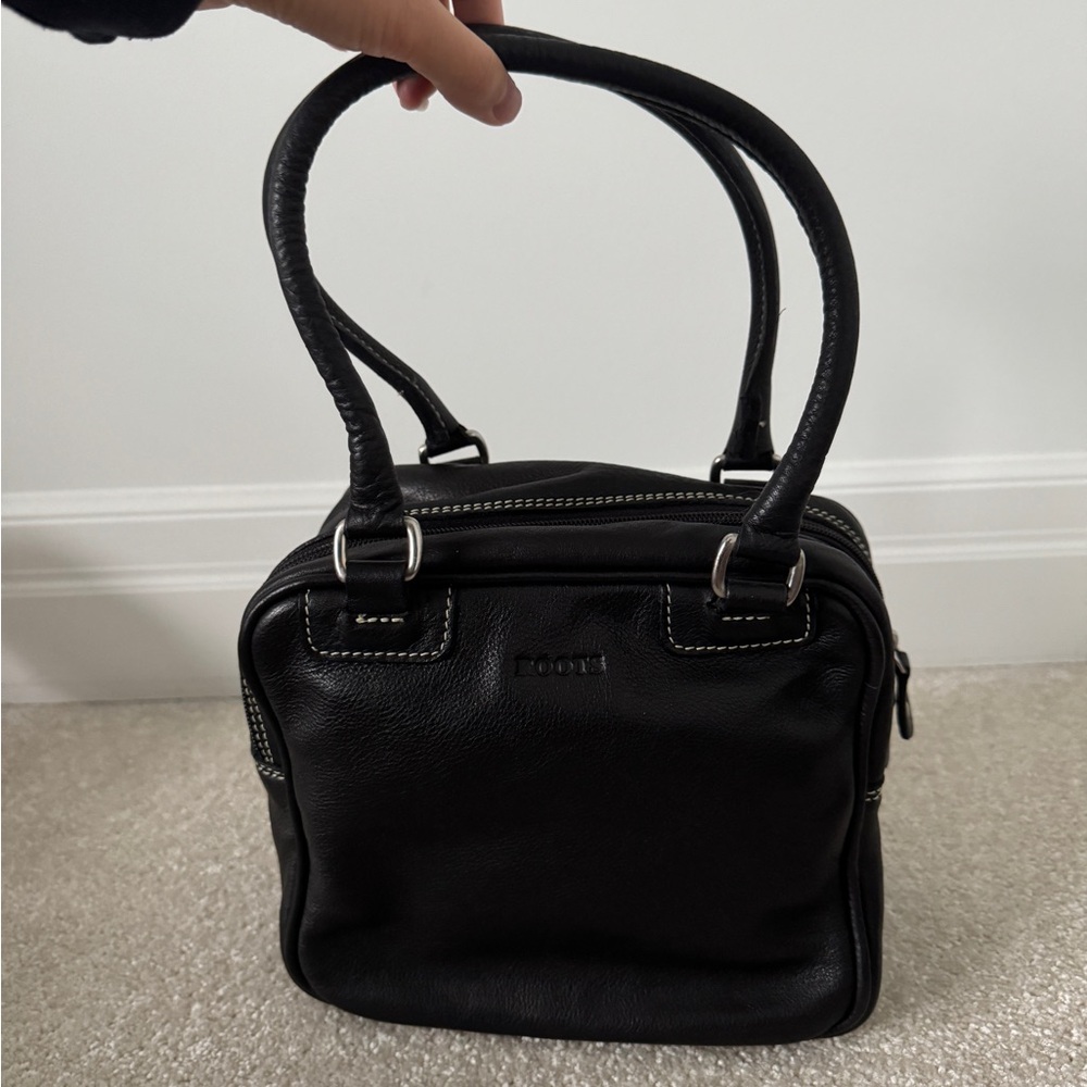 Roots Black Leather Handbag